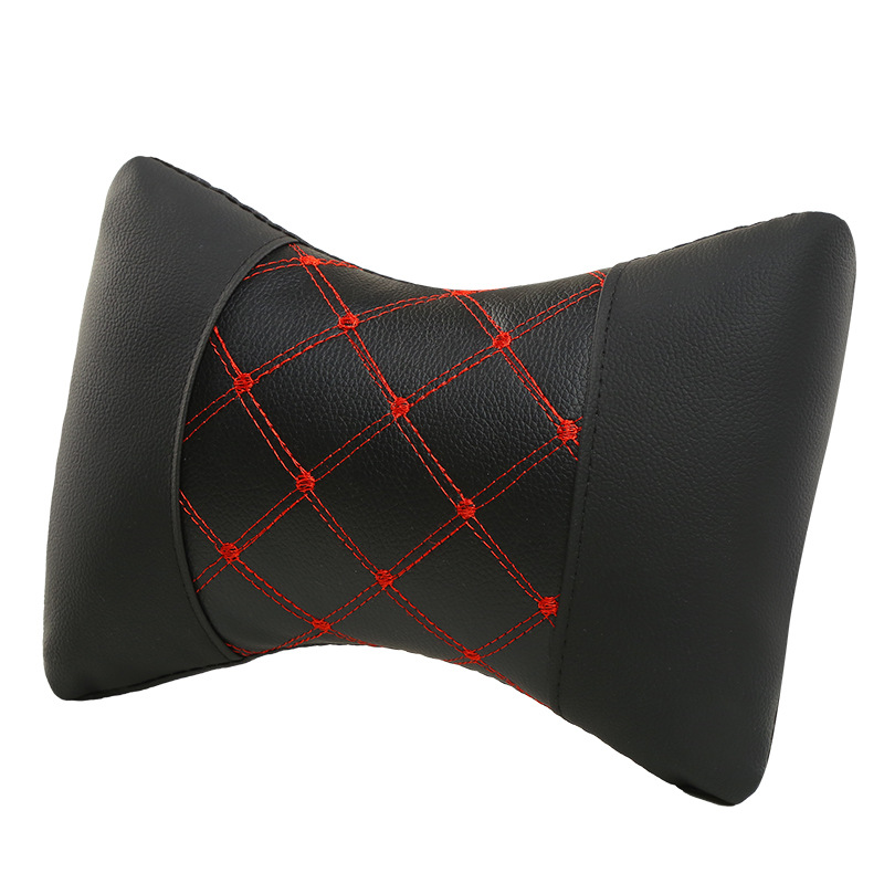 Quilted Leather Car Headrest Cervical Neck Pillow for Ultimate Protection - Image 2