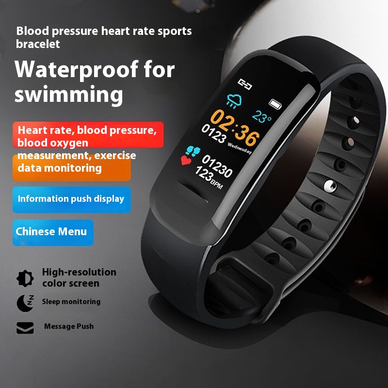 C1 Waterproof Bluetooth Sports Watch with Color Screen, Blood Pressure & Heart Rate Monitor, Pedometer - Image 2