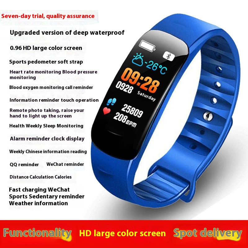 C1 Waterproof Bluetooth Sports Watch with Color Screen, Blood Pressure & Heart Rate Monitor, Pedometer - Image 7