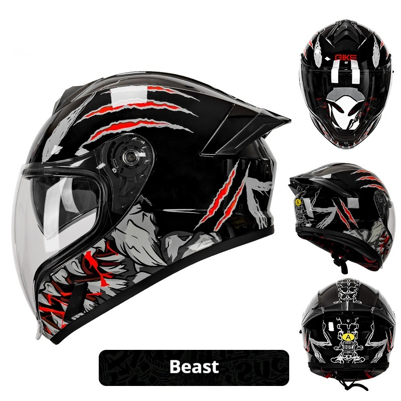 Double Lens Big Tail Motorcycle Helmet - Safety and Style Combined