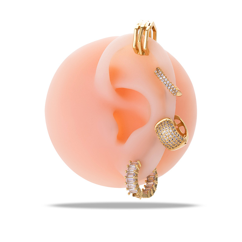 Copper Inlaid Zircon Single Cartilage Ear Studs - Stylish & Unique - Image 12