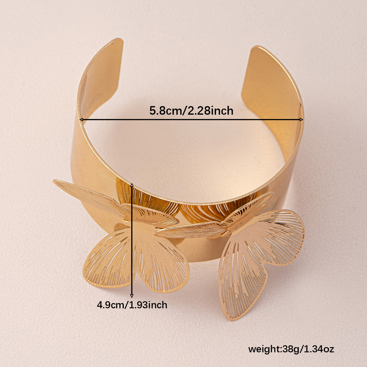 Exaggerated Metal Three-Dimensional Butterfly Bracelet for Women - Fashion Statement - Image 5