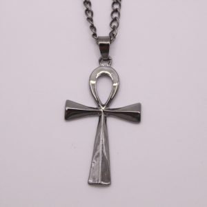 Cross-Border E-Commerce: European & American Glossy Stainless Steel Ancient Egyptian Cross Pendant Necklace Amulet
