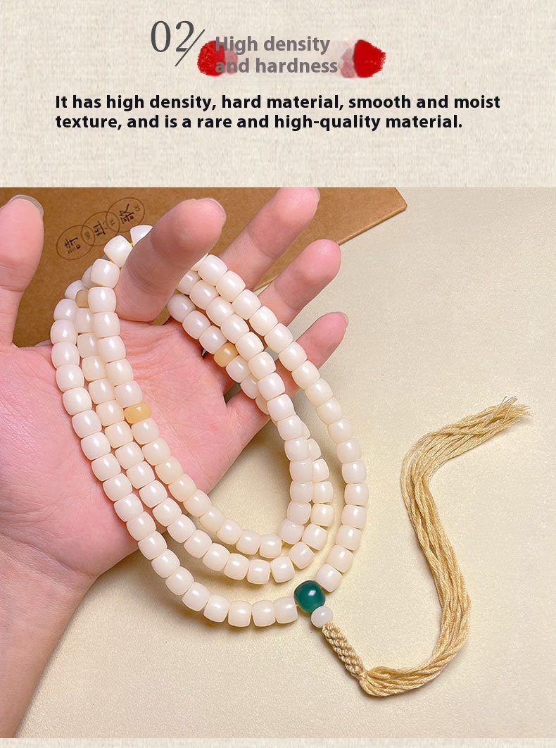 Natural White Jade Bodhi Root 108 Prayer Beads Bracelets for Mindfulness - Image 4