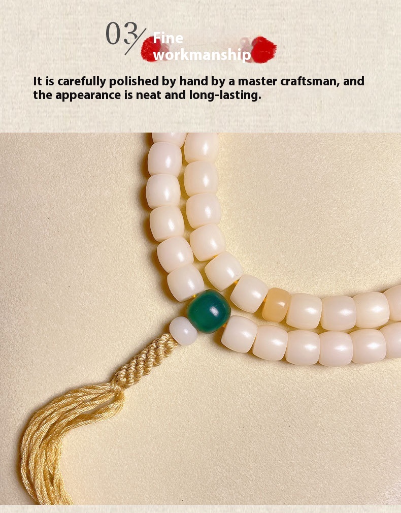 Natural White Jade Bodhi Root 108 Prayer Beads Bracelets for Mindfulness - Image 5
