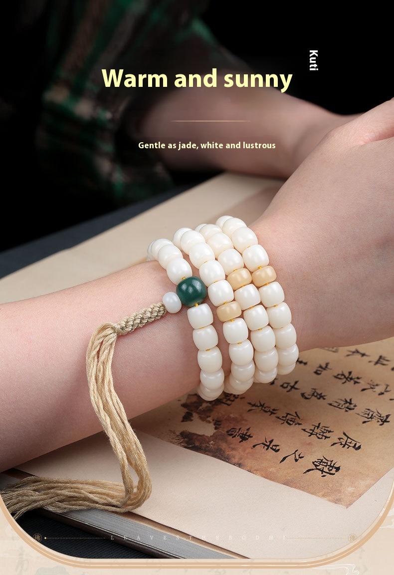 Natural White Jade Bodhi Root 108 Prayer Beads Bracelets for Mindfulness - Image 11