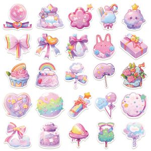 Adorable Waterproof Stickers for Small Items - Cute Candy Designs