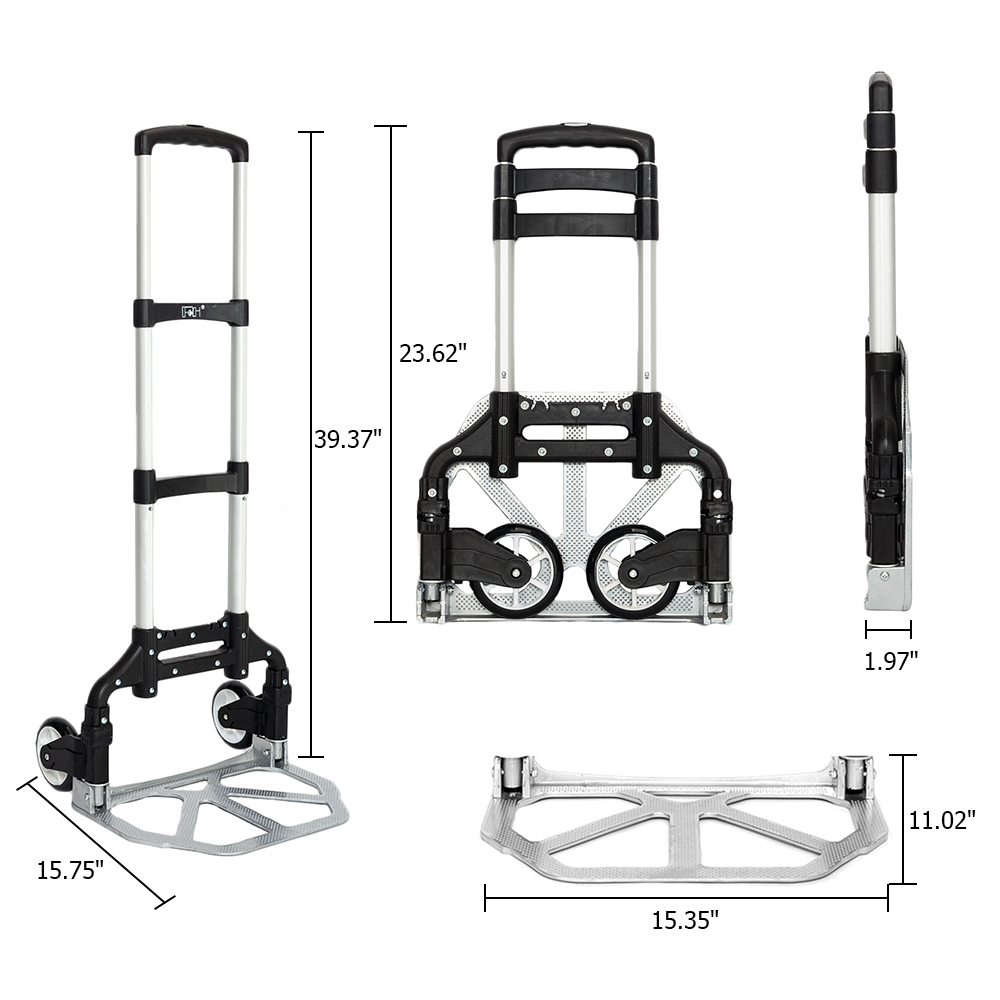 Portable Foldable Telescopic Trolley - Black Driver's Cart & Luggage Cart - Image 4