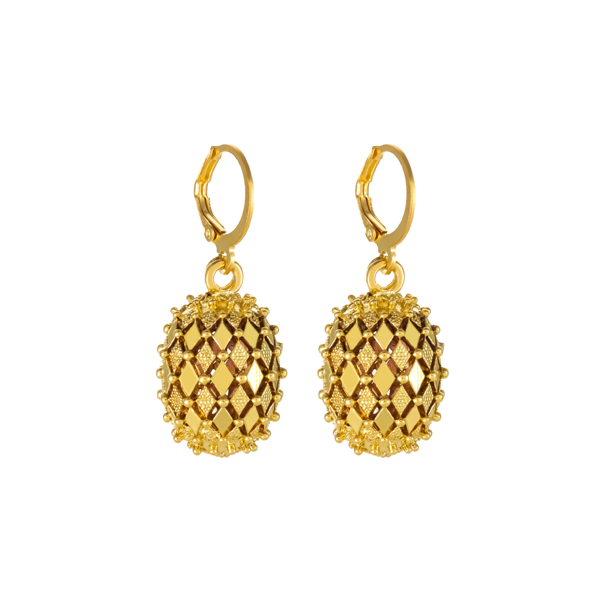 Gold Plated Hollow Copper Ball Earrings - Stylish & Elegant Design - Image 4