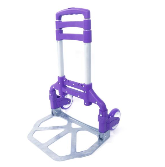 Compact Foldable Telescopic Trolley Luggage Cart in Purple - Easy Travel Solution - Image 3