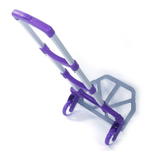 Compact Foldable Telescopic Trolley Luggage Cart in Purple - Easy Travel Solution - Image 5