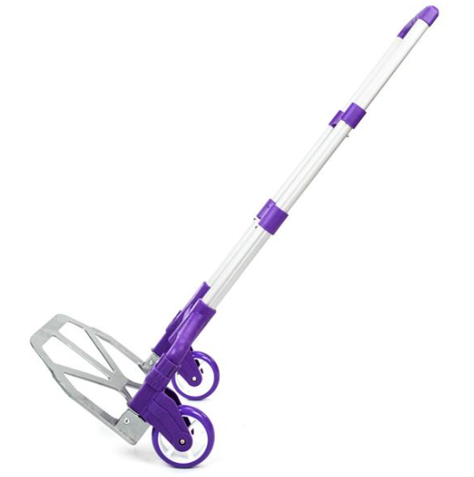Compact Foldable Telescopic Trolley Luggage Cart in Purple - Easy Travel Solution - Image 8