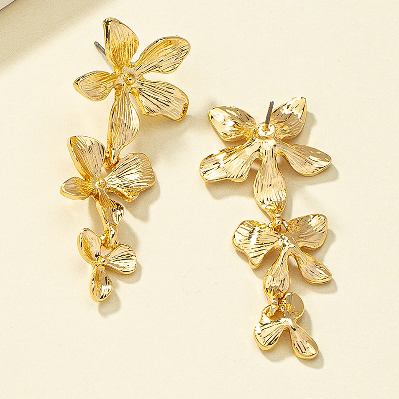 Irregular Long Flower Stud Earrings - Exaggerated and Stylish Design - Image 4