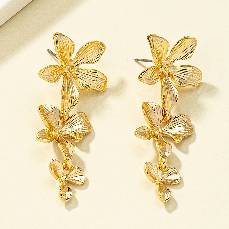 Irregular Long Flower Stud Earrings - Exaggerated and Stylish Design - Image 5