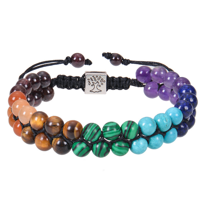 Stylish 6mm 7 Chakra Stone Bead Yoga Meditation Bracelet - Healing Crystal Double Layer Natural Gemstone Beaded Anxiety Bracelets for Women - Image 7