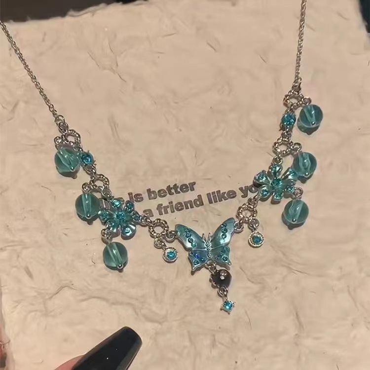 Stunning Blue Butterfly Crystal Pendant Necklace for Women - Unique & Elegant - Image 2