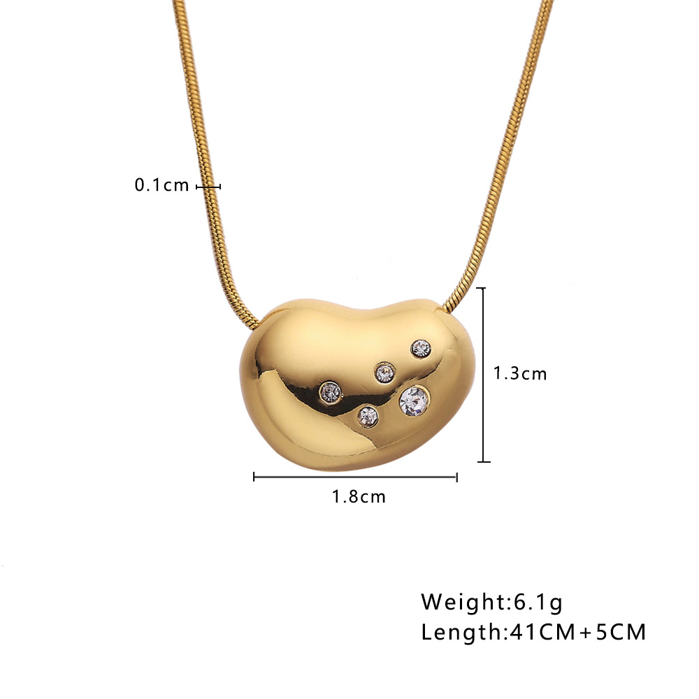 Stainless Steel Irregular Heart-Shaped Clavicle Chain with Diamond Accent - Image 9