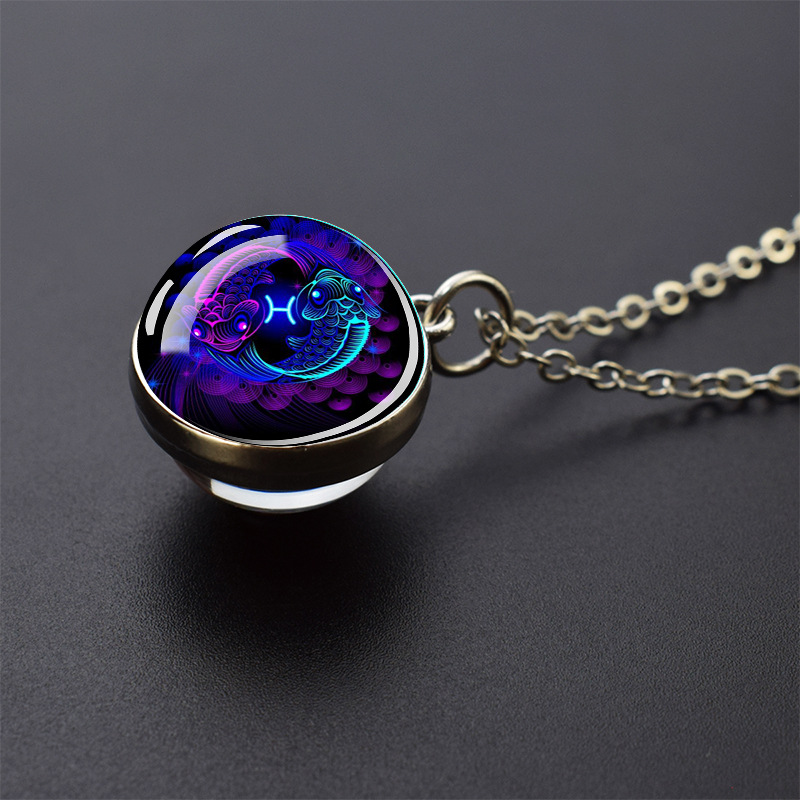 Luminous 12 Constellation Necklace - 20mm Silver Creative Design - Image 9
