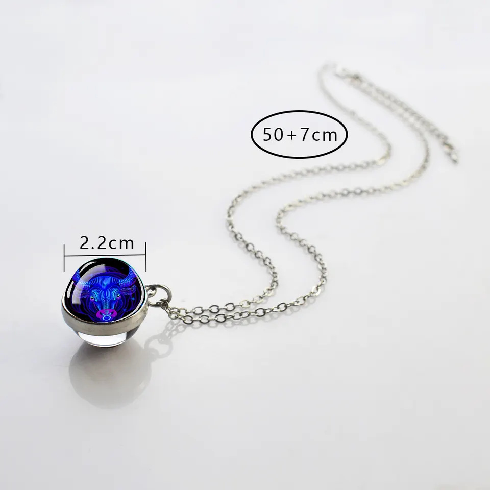 Luminous 12 Constellation Necklace - 20mm Silver Creative Design - Image 12