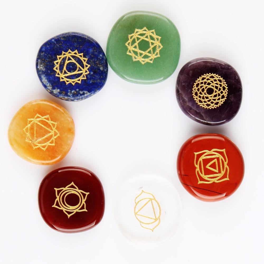 7 Chakras Natural Pocket Palm Stones for Healing and Meditation - Image 3