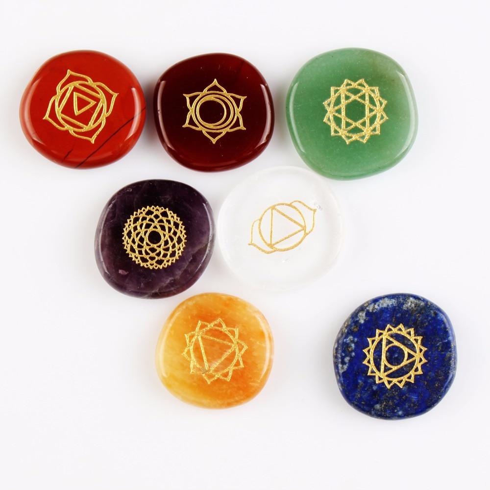 7 Chakras Natural Pocket Palm Stones for Healing and Meditation - Image 4