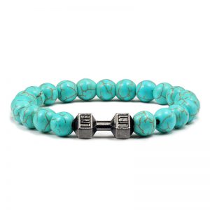 Turquoise Energy Gun Black Electroplated Alloy Barbell Bracelet - Stylish & Durable