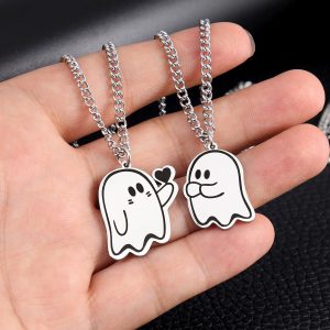 Adorable Halloween Love Ghost Necklace for Couples - Men & Women Pendant Accessories