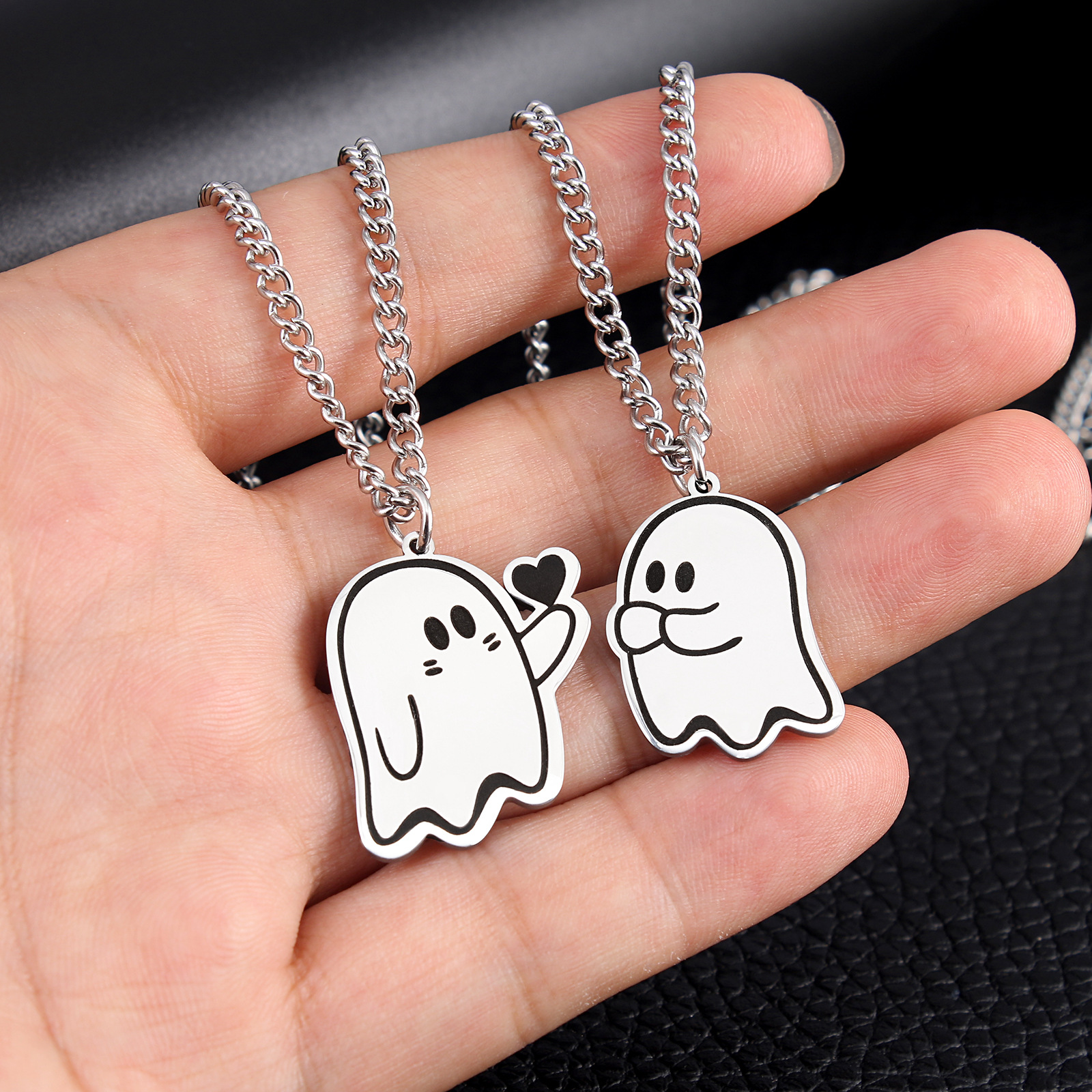 Adorable Halloween Love Ghost Necklace for Couples - Men & Women Pendant Accessories