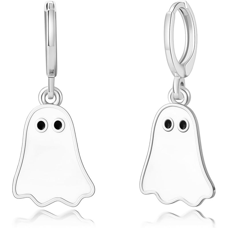 Gold Ghost Huggie Hoop Earrings for Women - Cute Halloween BOO Jewelry - Image 8