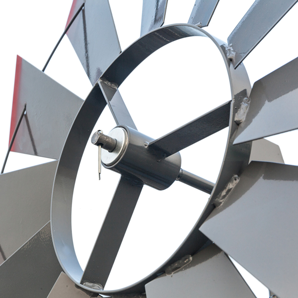Grey and Red 4-Pod Standing Windmill with Wind Vane – Stylish Outdoor Decor - Image 18
