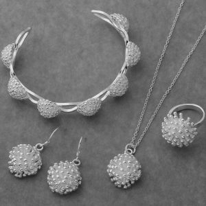 Elegant Four-Piece Jewelry Set: Bracelet, Pendant, Necklace, Ring, and Earrings