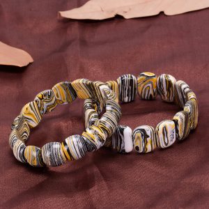 Stunning Original Malachite Bracelet with Golden Zebra Pattern Design