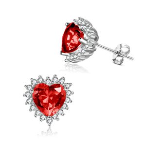 Heart-Shaped Birthstone Zircon Earrings for Women & Girls - Stunning Studs