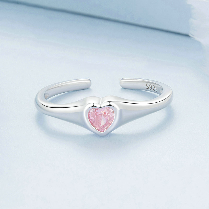 Adjustable Women's Fashion Love Heart-Shaped Ring for Stylish Elegance - Image 6