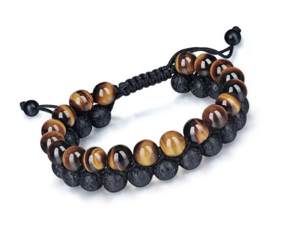 Stunning Tiger's Eye & Lava Stone Bracelet for Strength and Style - Image 2