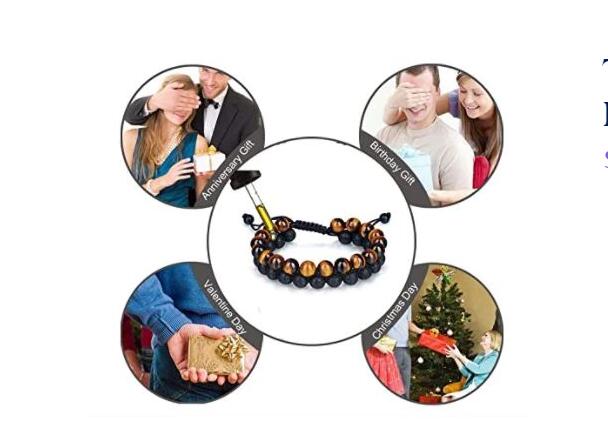 Stunning Tiger's Eye & Lava Stone Bracelet for Strength and Style - Image 4