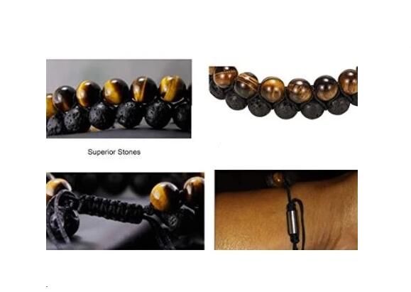 Stunning Tiger's Eye & Lava Stone Bracelet for Strength and Style - Image 6