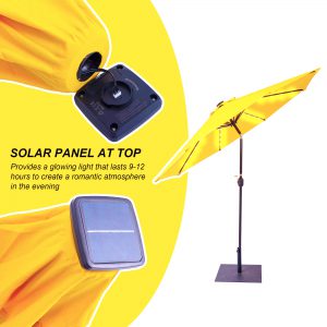Danlong Promotion 7ft Outdoor Garden Camping Solar Panel LED Patio Umbrella with Tilt
