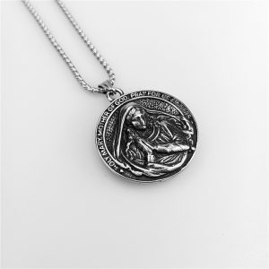 European and American Metal Holy Nun Maria Prayer Pendant Men's Stainless Steel Necklace - Stylish Religious Jewelry