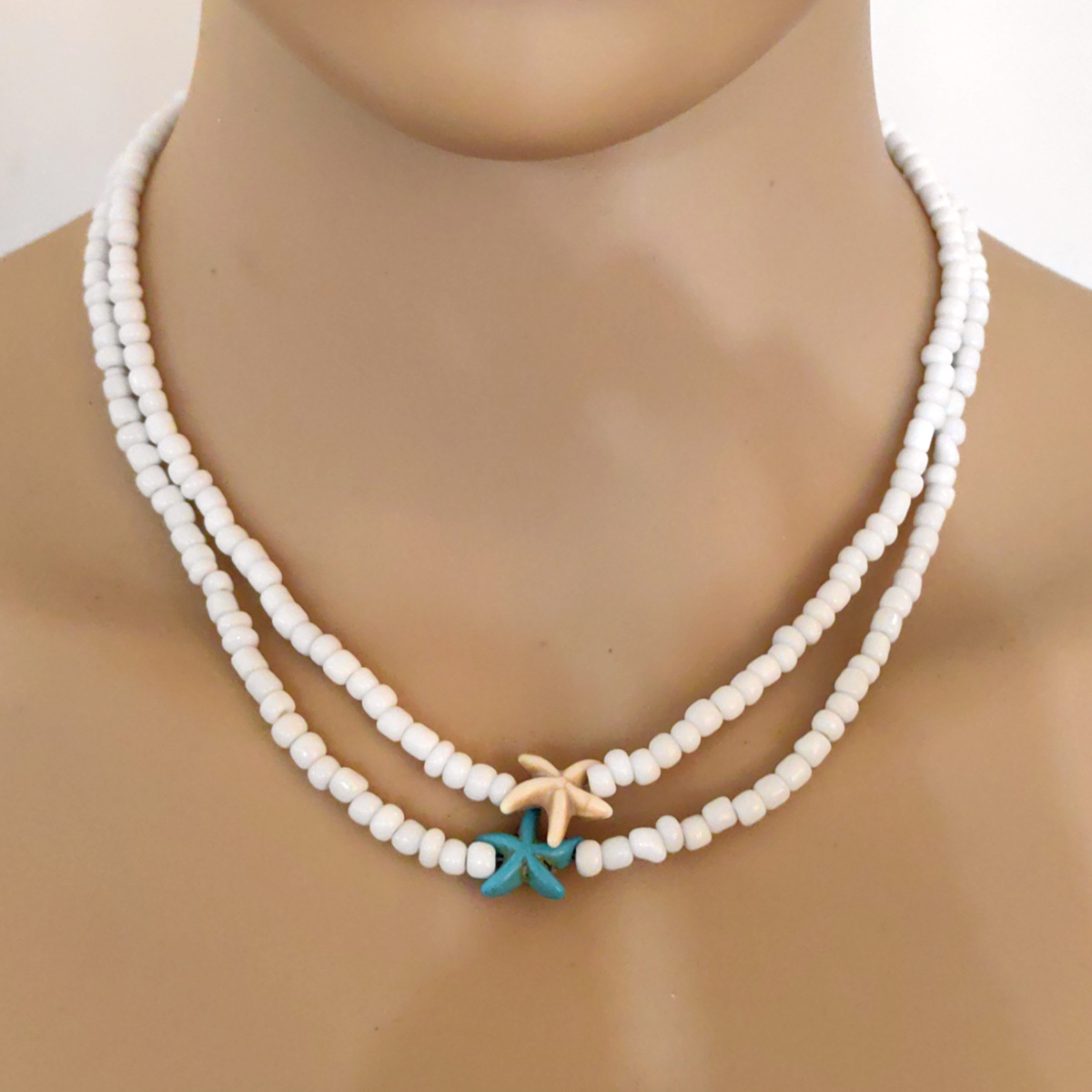 Handmade White Bead Clavicle Chain for Women - Elegant Beaded Jewelry - Image 2