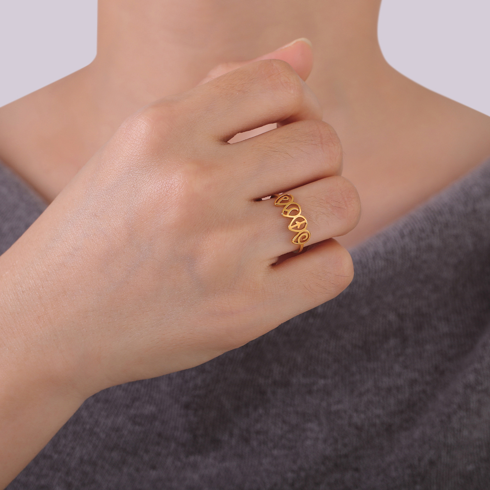 Air Women's Earth Water Fire Planet Element Stainless Steel Ring - Unique Jewelry - Image 3