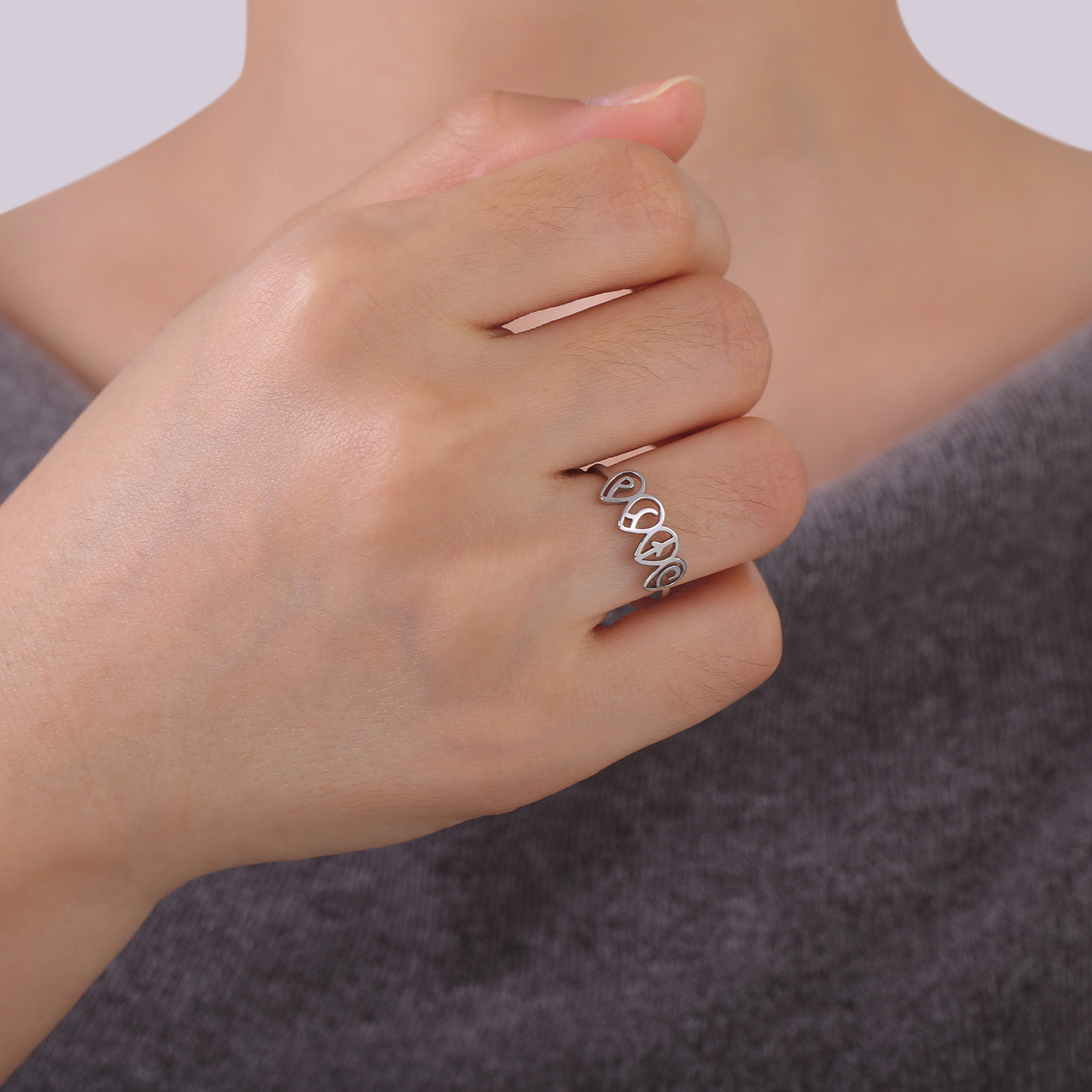 Air Women's Earth Water Fire Planet Element Stainless Steel Ring - Unique Jewelry - Image 6