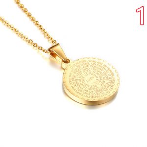 Stainless Steel Rhinestone Pendant with English Scripture Prayer