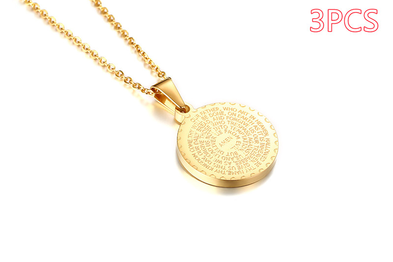 Stainless Steel Rhinestone Pendant with English Scripture Prayer - Image 3