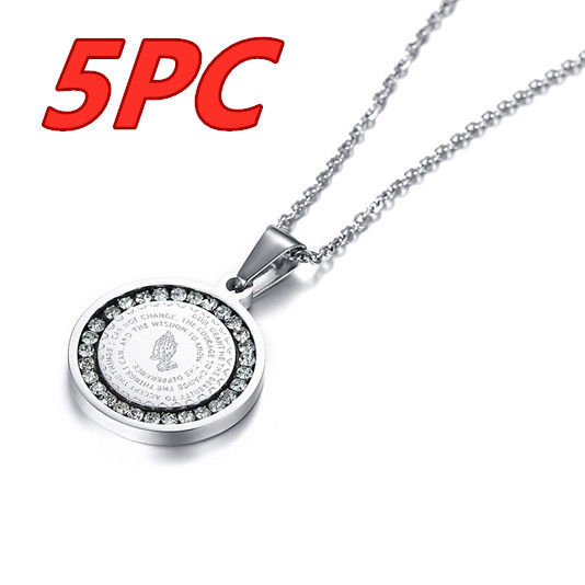 Stainless Steel Rhinestone Pendant with English Scripture Prayer - Image 8