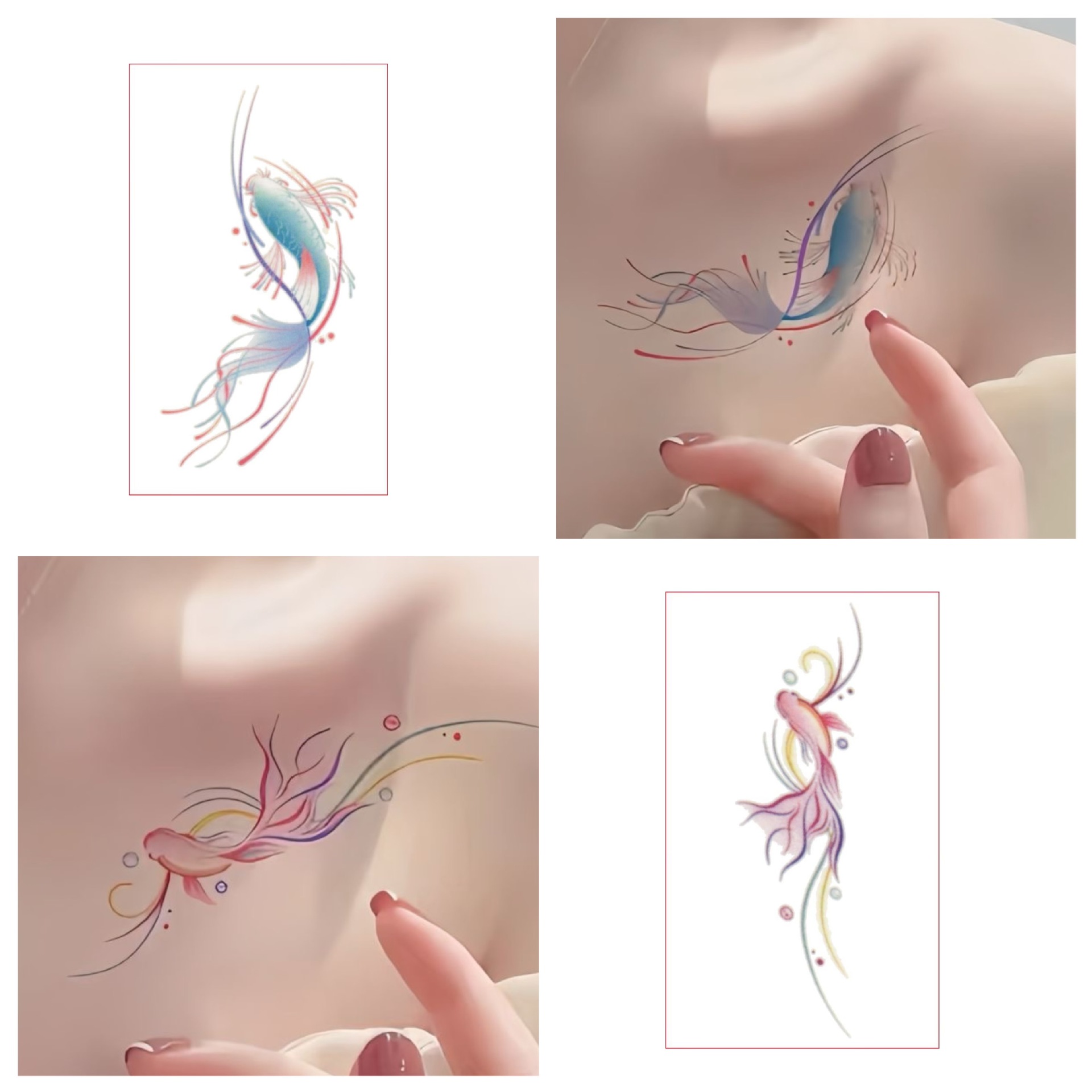 Pink Koi Tattoo Sticker for Women - Waterproof, Durable, and High-Quality Design - Image 3