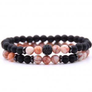 Micro-Inlaid Zircon 6mm Natural Stone Beaded Bracelet - Stylish & Unique