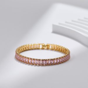 Exquisite Vintage Bracelet with Real Gold Plating and High-Grade Color Zircon