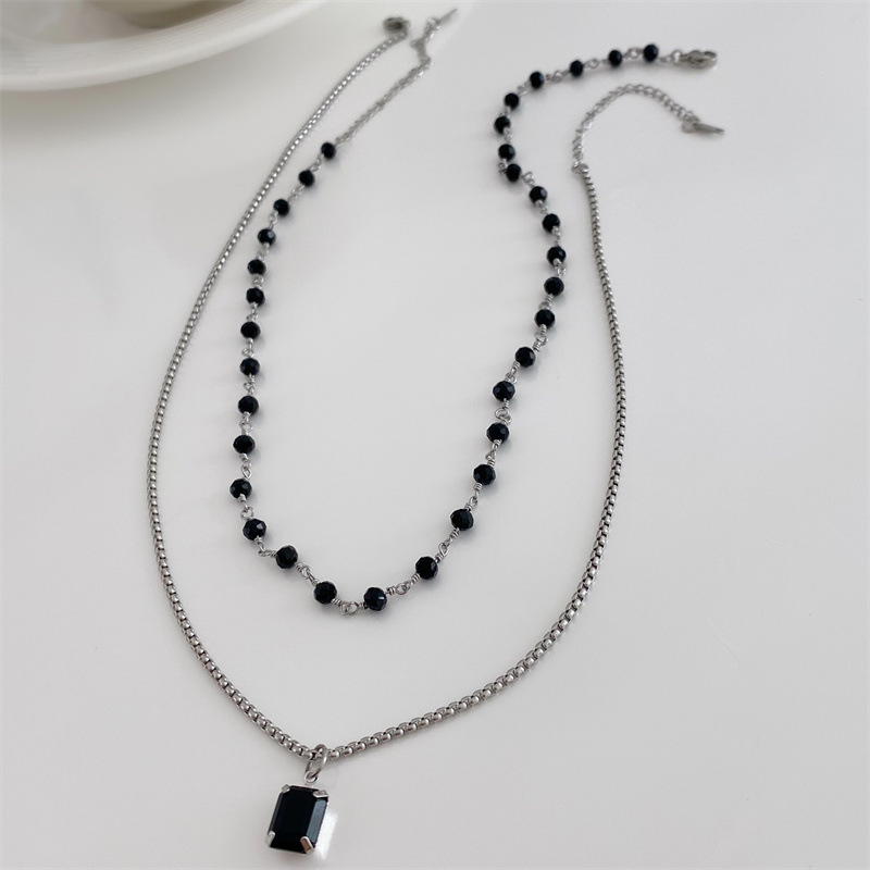 Double-Layer Onyx Twin Necklace with Black Beads – Elegant Design - Image 4