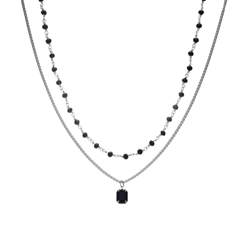 Double-Layer Onyx Twin Necklace with Black Beads – Elegant Design - Image 5